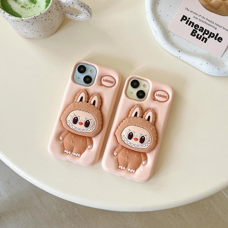 1Pc Kawaii Labubu Phone Case Holder Anti Slip Anti Fall Protective Cover Cute Cartoon Suitable for Iphone15promax Iphone13pro 14pro