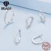 Bisaer 925 Sterling Silver Heart-shaped Ear Buckles Love Hoop Earrings Pave Setting CZ for Women Fine Jewelry Gift