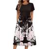 Women's Casual Cute Pattern Print Round Neck Midi Dress Basic Classic Outdoor Everyday Short Sleeve Loose Dress