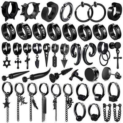 2 шт. унисекс, серьги-капли из нержавеющей стали в стиле панк, черные серьги-капли с геометрическим узором, треугольник, звезда, крест, рыба, любовь, перо, вечерние, несколько готических