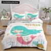 Пододеяльник с изображением мультяшной русалочки, принцессы, короля и королевы, красивый комплект постельного белья с принтом русалки, детский комплект из 2/3 предметов, полиэстер, пододеяльник