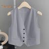 Женский жилет без рукавов, однобортный жилет с V-образным вырезом, повседневный жилет, куртка на весну-лето