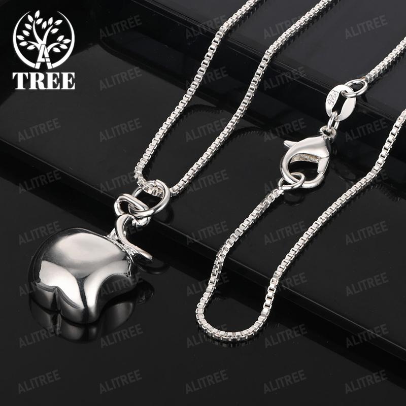 40-75cm 925 Sterling Silver Apple Water Drop Lock Geometric Pendant Necklace Women Nice Jewelry Accessories Birthday Party Gift