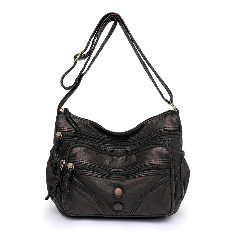 Модный винтажный женский мягкий кожаный handbag Женская компактная подмышечная сумка Повседневная ретро мини-сумка на плечо Премиум
