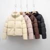 Простая короткая повседневная куртка на утином пуху с воротником-стойкой, утолщенная теплая зимняя куртка из хлеба