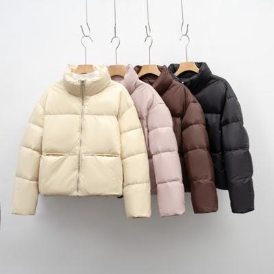 Простая короткая повседневная куртка на утином пуху с воротником-стойкой, утолщенная теплая зимняя куртка из хлеба