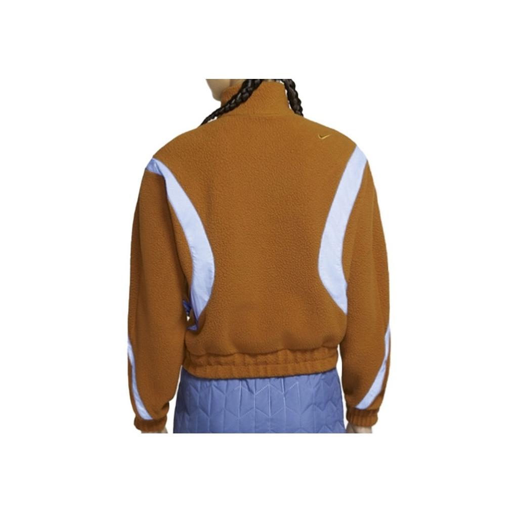 Nike Sportswear Retro Half-Zip Color Block Fleece Stand Collar Sports Jacket Women Jacket Yellow-Brown CU7069-290