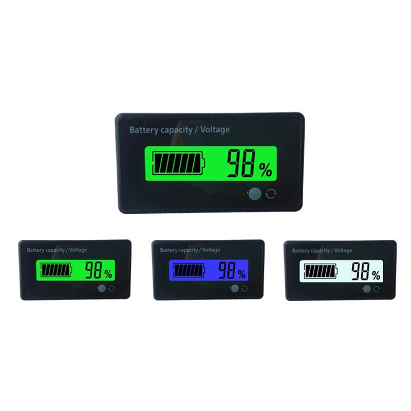 Dc 12V-72V Car Battery Gauge Lithium Battery Capacity Meter Tester Front On/Off Button Battery Capacity Meter Indicator