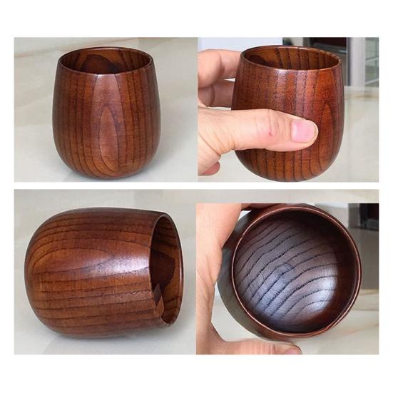 Wooden Water Cup Teacups Coffee Mug Vintage Drinking Cup for Tea Wine