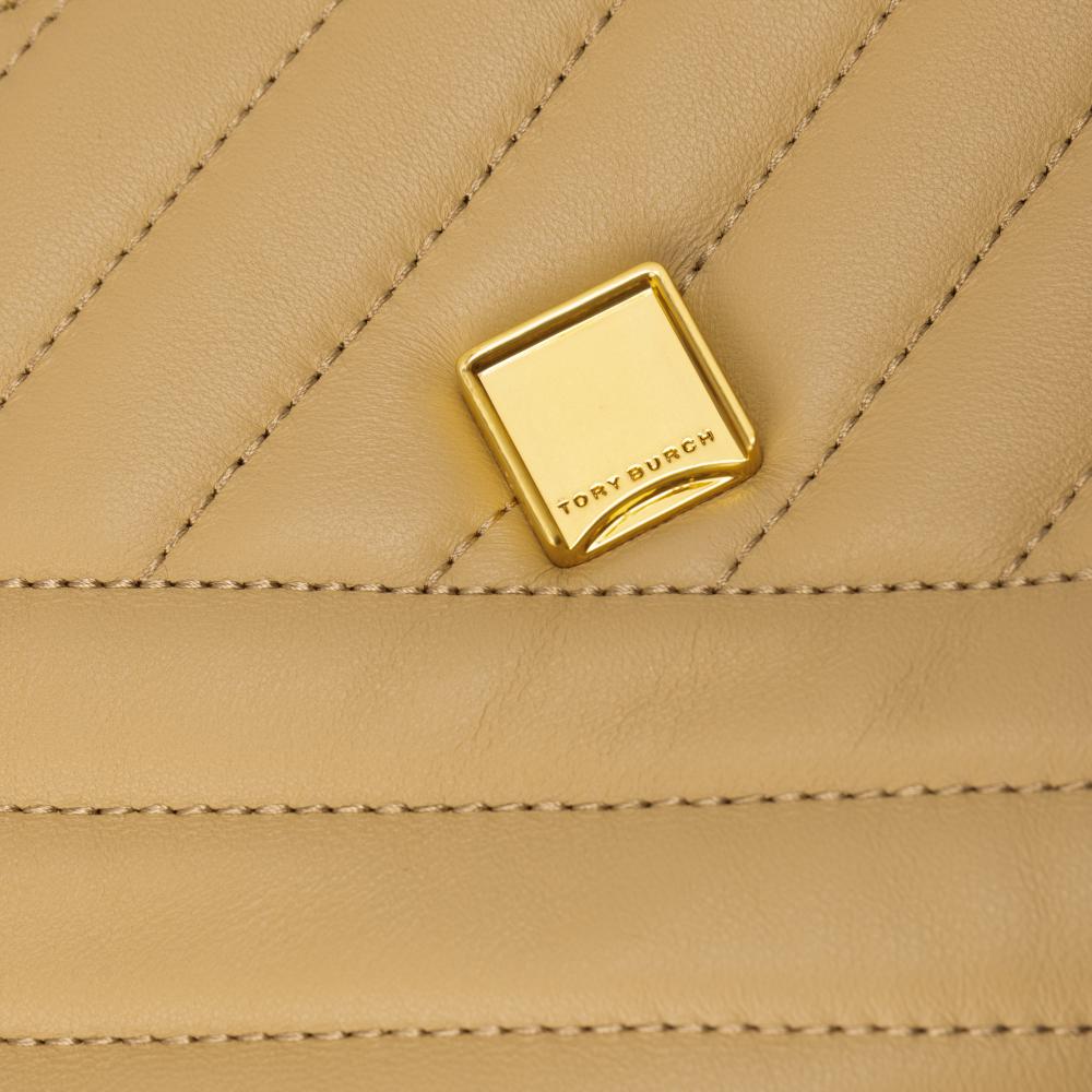 Tory Burch Kira Quilted Signature Double T Logo Adjustable Chain Shoulder Strap Crossbody Bag Small Women bags Light-Brown 90452-251