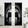 Мультяшный черно-белый игровой электронный контроллер занавес, 2 панели, детская комната, спальня, кабинет, декоративное окно