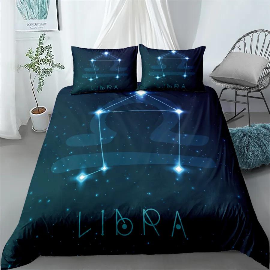 3pcs Aquarius Sign Zodiac Bedding Set King Queen Double Full Twin Single Size Duvet Cover Pillow Case Bed Linen Set