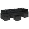 8 Piece Sofa Set with Cushions and Storage Black Poly Rattan