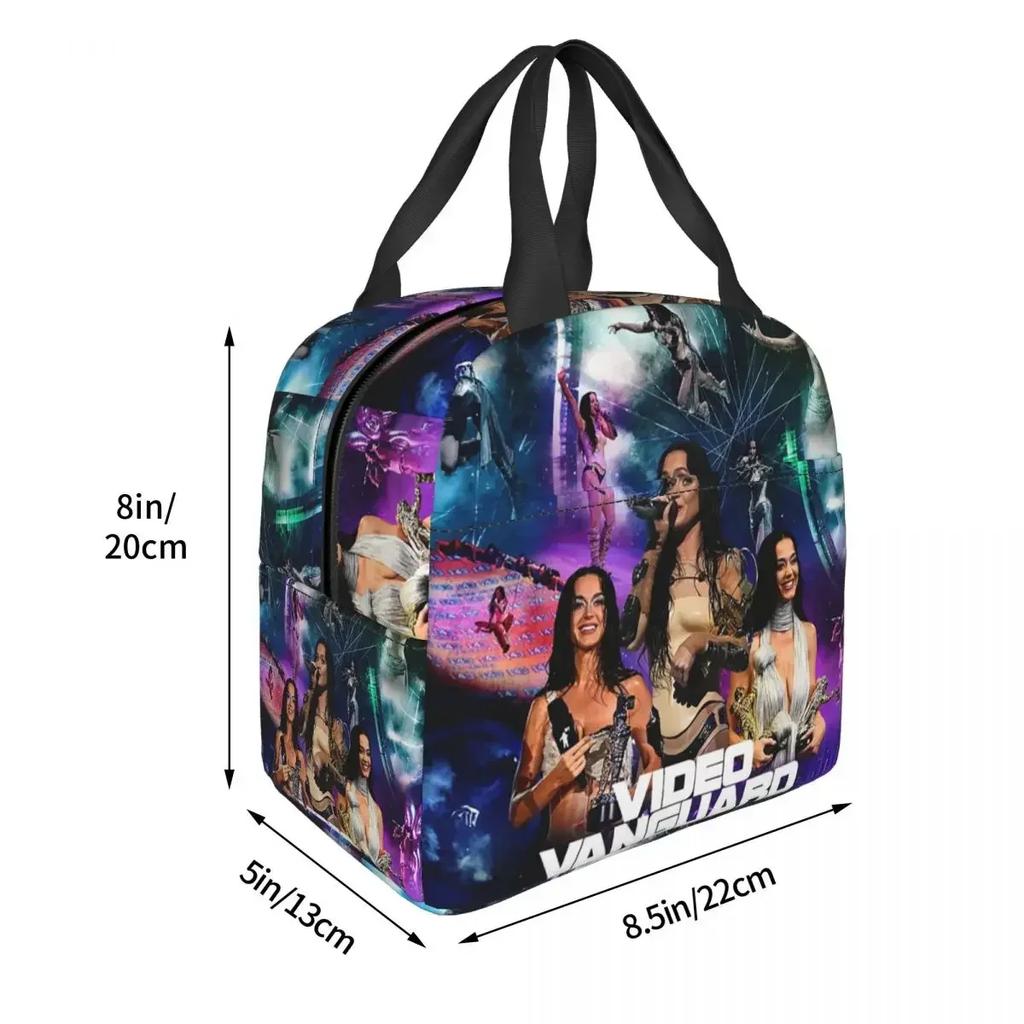 Katys Perrys The Lifetimes Tour 2025 Y2K Insulated Lunch Bag for Women Office Cooler Thermal Food Box Tote Lunch Boxes Container