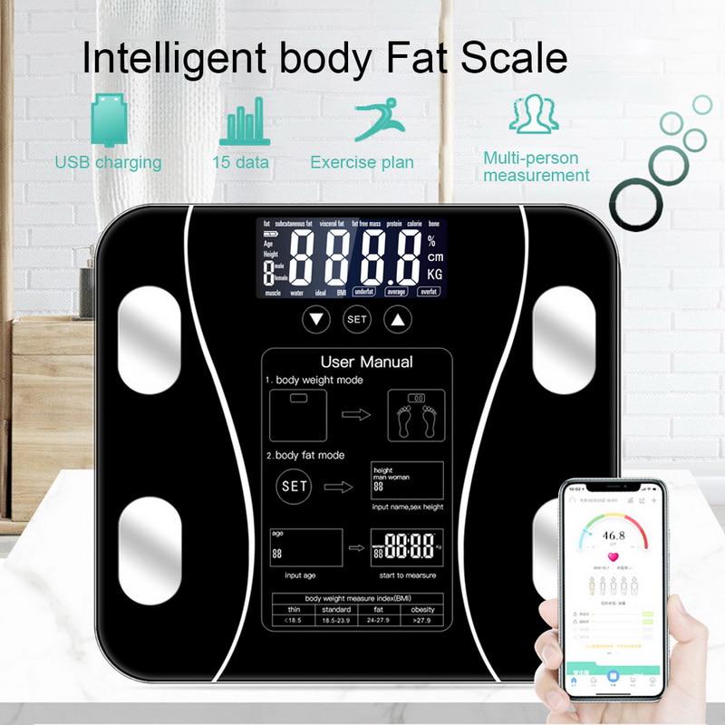 Bluetooth Body Fat Scale Floor Scientific Smart Electronic LED Digital Bathroom Weight Scale Balance Monitor