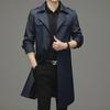Spring 2023 Men's Business Casual Windbreaker with Suit Collar and Belt - Over-the-Knee Cape Coat
