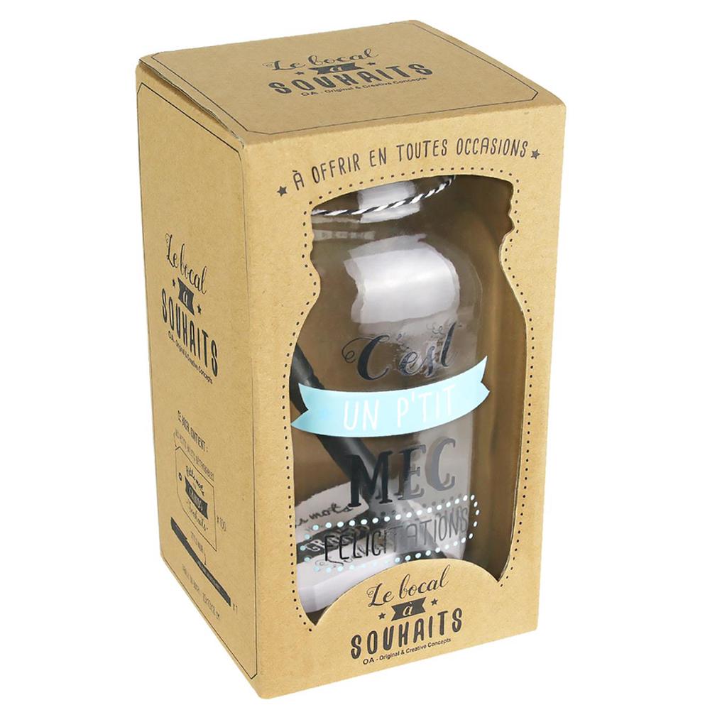 Les Trésors De Lily [Q1189] - 'C'est Un P'tit Dude' Glass Message Piggy Bank (mason Jar) - 17.5x10 Cm