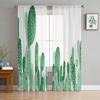 Cactus Green Luxury Tulle Curtains Modern Living Room Kitchen Chiffon Curtain Bedroom Sheer Valance Curtain