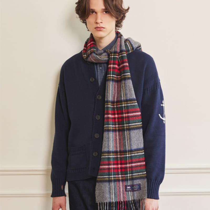 ABRAHAM MOON Шарф из мериносовой шерсти 25 см - Серый Стюарт