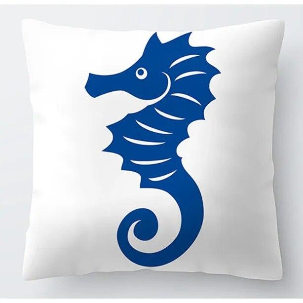 Blue Geometric Pillowcase Sea Life Sofa Cushion Cover Living Room Bedroom Pillow