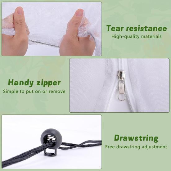 Садовая сетка, укрытие для растений, квадратное укрытие для томатной клетки, дышащая сетка, сетка-барьер от насекомых и птиц с молнией и шнурком для защиты растений