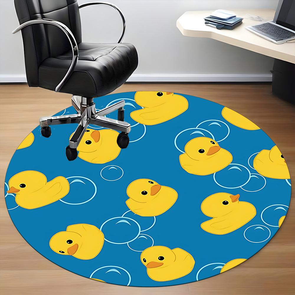 1 шт. Желтая Утка Пузыри Офисный Круглый Ковер, Коврик Подходит Для Офиса, Под Офисные Стулья Спальни Гостиной Домашнего Декора, Декор Комнаты