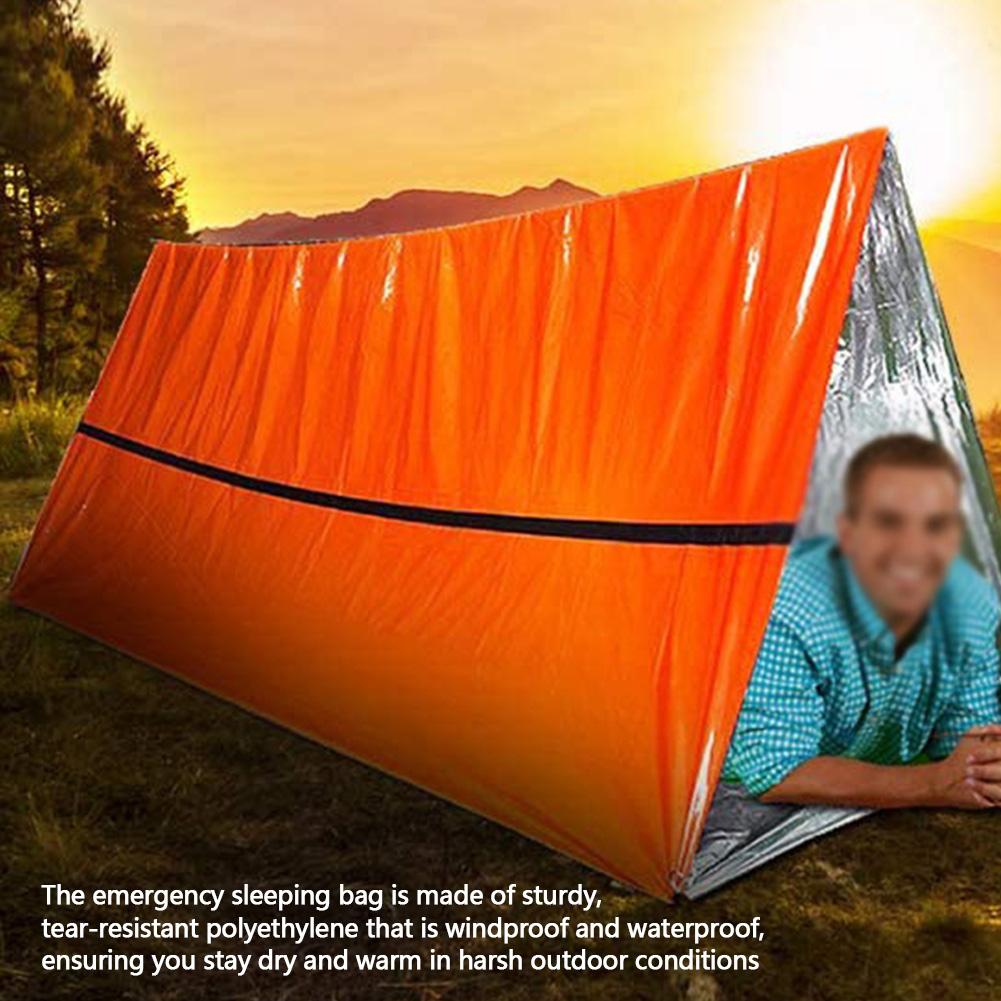 Emergency Blanket Waterproof Thermal Bivy Sack Portable Thermal Sleeping Bag Survival Gear for Camping Hiking Outdoor Adventure