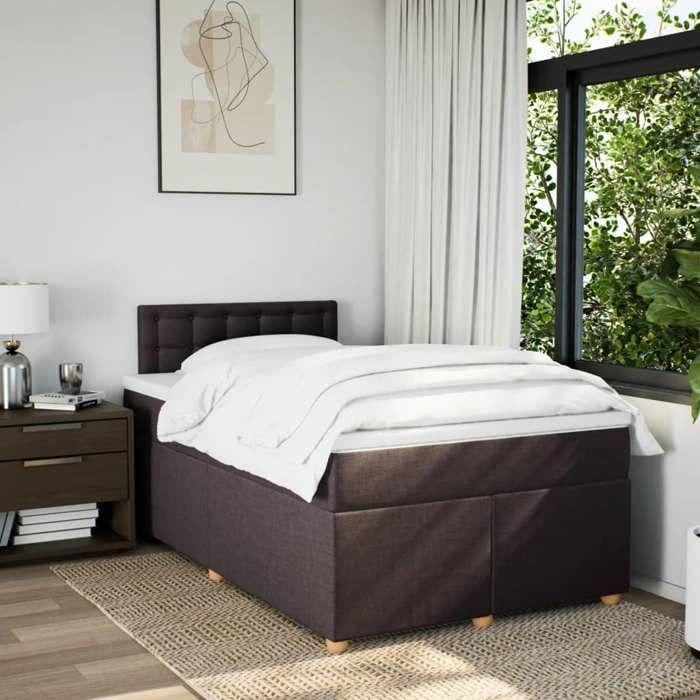 Maison Exclusive - Sommier à lattes de lit et matelas marron foncé 120x190cm tissu