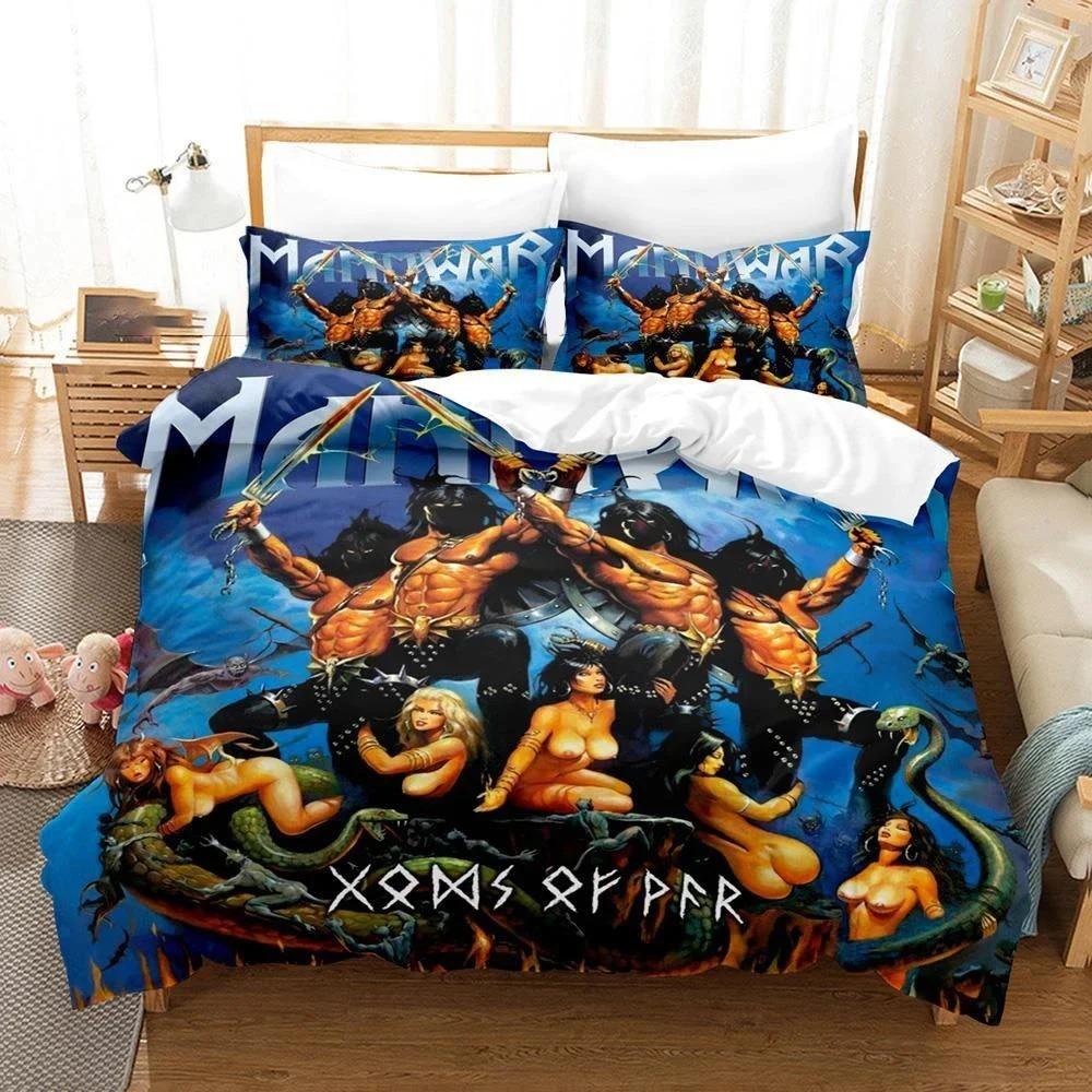 3PCS Single-sided Printed Quilt Cover Heavy Metal Band Printed Bedding Sets Comfortable Bedspreads ComforterDuvet Birthday Gift