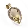 Natural Lemon Quartz Gemstone 925 Sterling Silver Two Tone Pendant 1.8'' i9G78