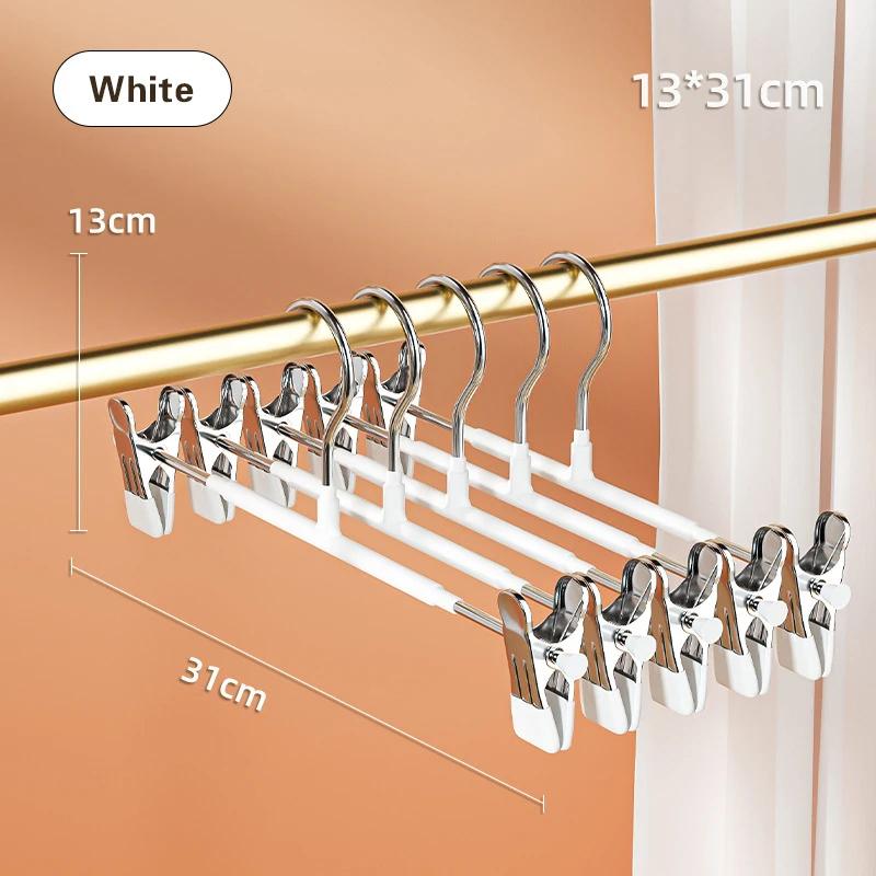 Windproof Metal Hanger For Clothes Home Pants Coat Non-Slip Drying Hangers With Adjustable Clips Closets Storage Organizer