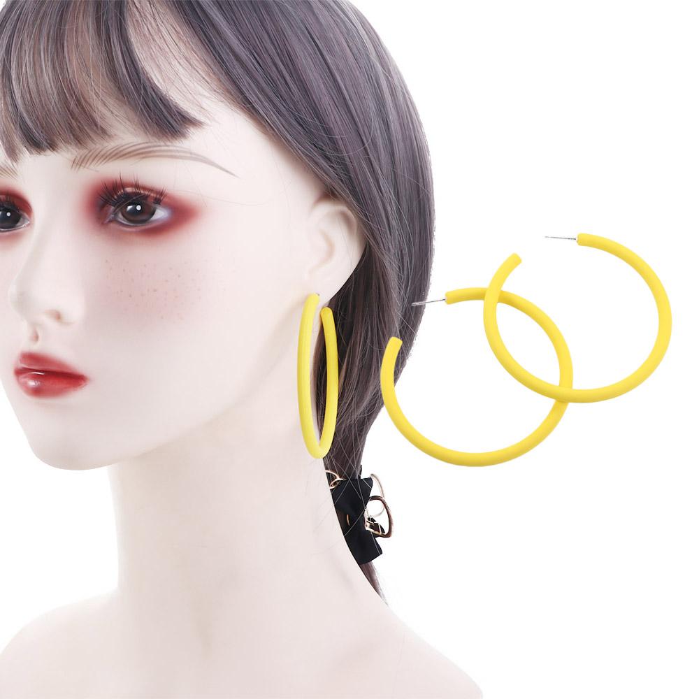 Women Simple Personality Candy Color Round C-shaped Women Jewelry Hoop Earrings Round Earrings