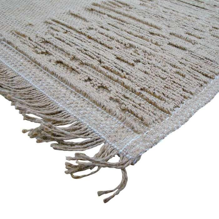 Tapis en jute naturel artisanal reliefs beige 120x160