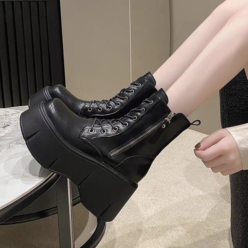 Мода 2024 года, горячая распродажа, новые износостойкие осенне-зимние женские ботинки с круглым носком, однотонные модные нескользящие женские туфли с боковой молнией