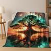 Nordic Dream Tree of Life Symbol Totem Yggdrasil Flannel Blanket,Cozy Soft Throw Blanket for Home Bedroom Bed Sofa Cover Gift