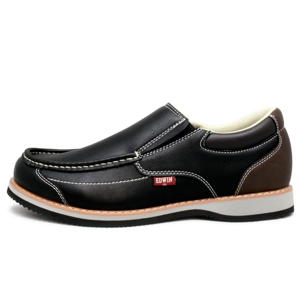 Кожаные туфли, кроссовки, повседневная обувь, 3E, мокасины без шнурков, легкая искусственная кожа, высококачественный материал, мягкая, стильная обувь, черный, коричневый, edm9808, черный