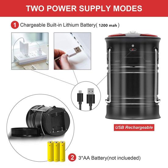 Светодиодный фонарь для кемпинга, наружный, перезаряжаемый, аккумуляторный, аварийный фонарь 2-в-1, ручной телескопический фонарь для кемпинга