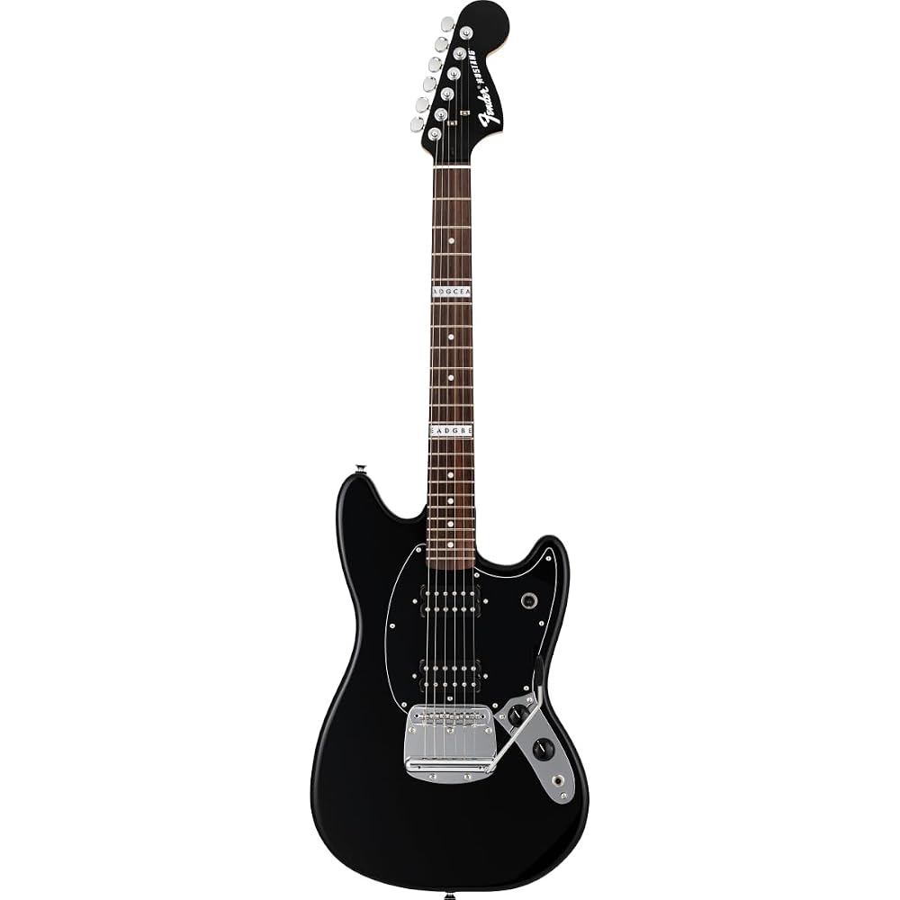 Электрогитара Fender Chilli Beans Moto Mustang®, накладка из палисандра, черная, с мягким чехлом.