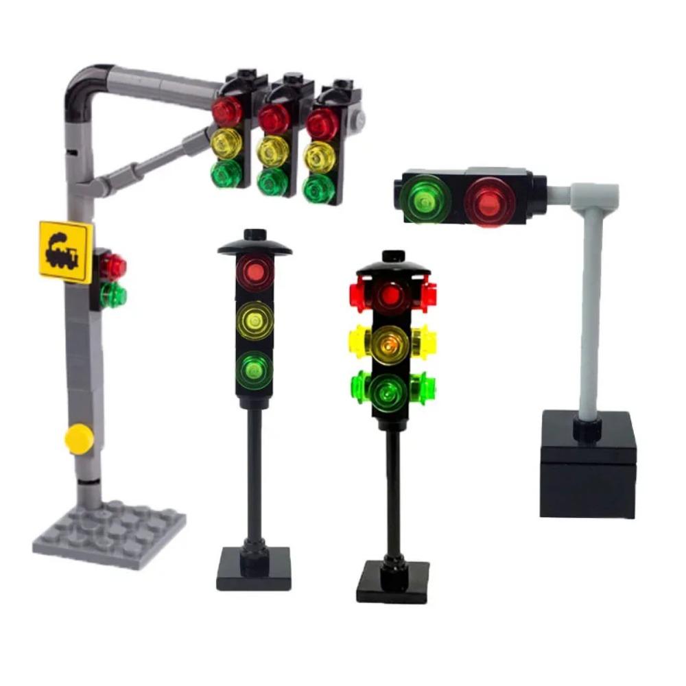 City Street Series Building Blocks Accessories Rail Transit Train Signal Light Railings Brick Toilet Flower Bed Phone Box Toy