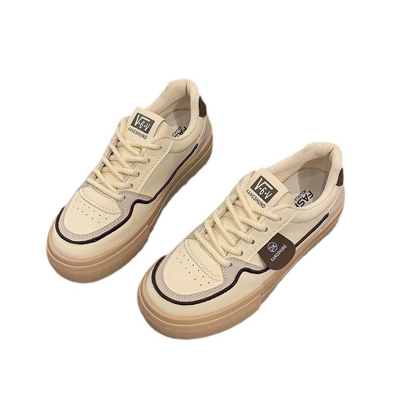 Популярные универсальные маленькие белые туфли на толстой подошве женские 2024 новая летне-осенняя нишевая дизайнерская модная обувь для скейтборда корейская версия повседневная обувь