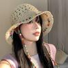 Fashionable Colorful Wooden Bead Straw Hat For Women In Summer With Large Hollow Brim Sun Hat Foldable Fisherman Hat
