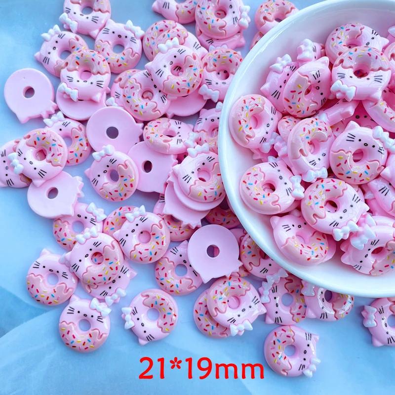 12 Pieces Of Cartoon New Kawaii Donut Kitten Series Resin Handmade Diy Jewelry Gifts Hair Clip Accessories