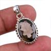 Natural Smoky Quartz Gemstone Handmade 925 Solid Silver Gift Pendant 1.25" D8D51