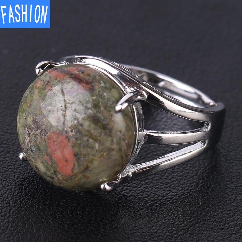 Кольцо с натуральным кристаллом, коготь, натуральный кристалл, выдолбленный, выпуклый, круглый, драгоценный камень, вечеринка