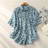 Retro printed short-sleeved cotton large-size shirt casual Hong Kong style loose shirt trendy summer 1116 new women