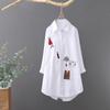 Autumn Mid-Length Embroidered Loose Blouse - Elegant Long Sleeve Top for Women