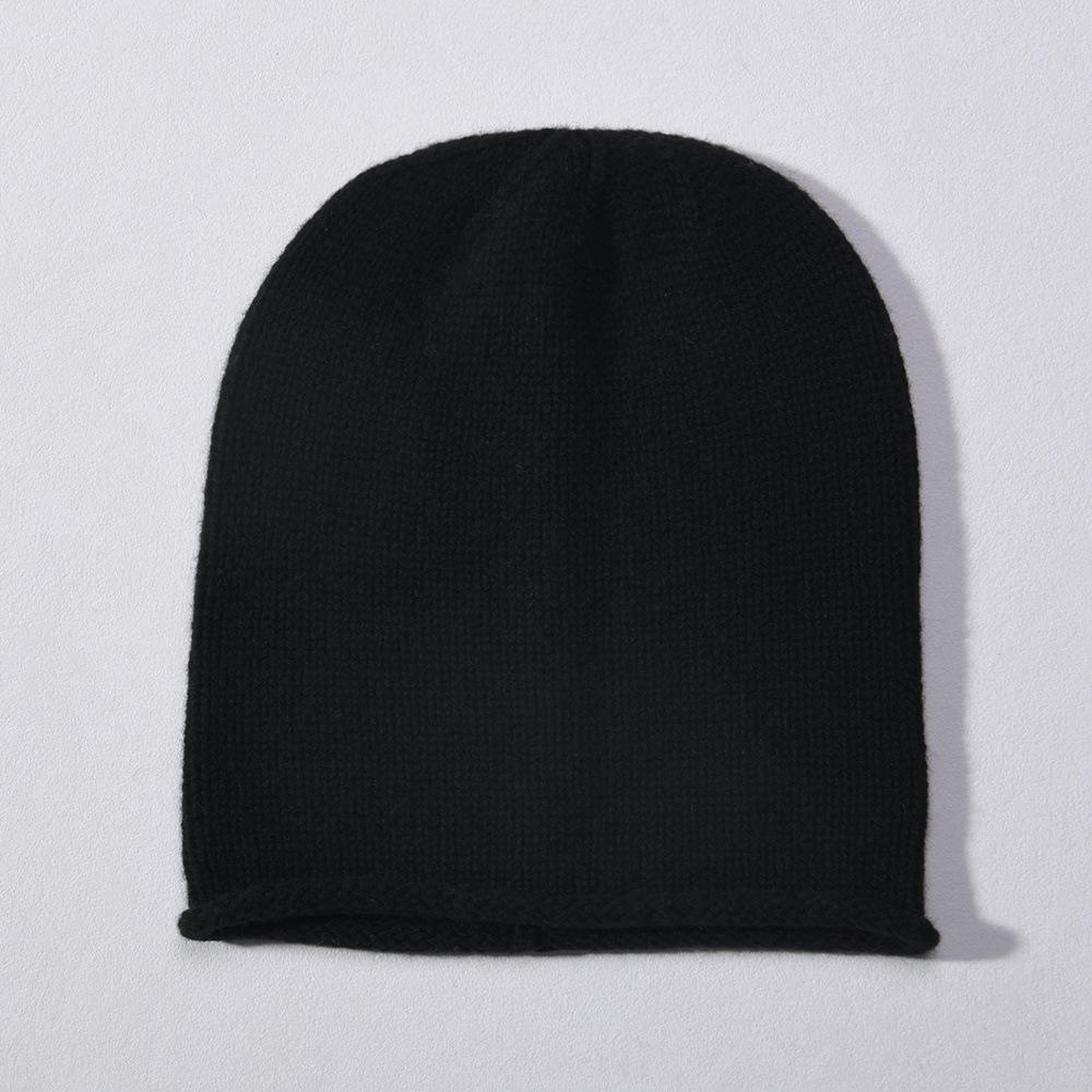 Autumn and winter new% all-wool small crimping cold hat warm ear protection wool hat solid color knitted hat