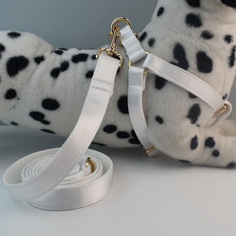 Белые шлейки персонализированные ошейники для щенков с бесплатным гравированным логотипом для собак, домашних животных, свадебные принадлежности Crystal01