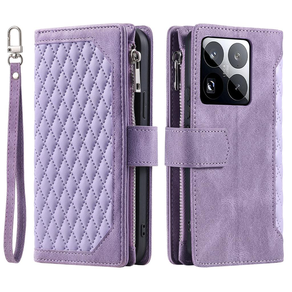 Style 005 For Xiaomi 15 Pro Wallet Case Rhombus Stitching Line PU Leather Phone Cover