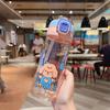 Water bottle summer simple plastic cup cartoon puppy large capacity easy cup cute portable student straw cup Internet celebrity girl